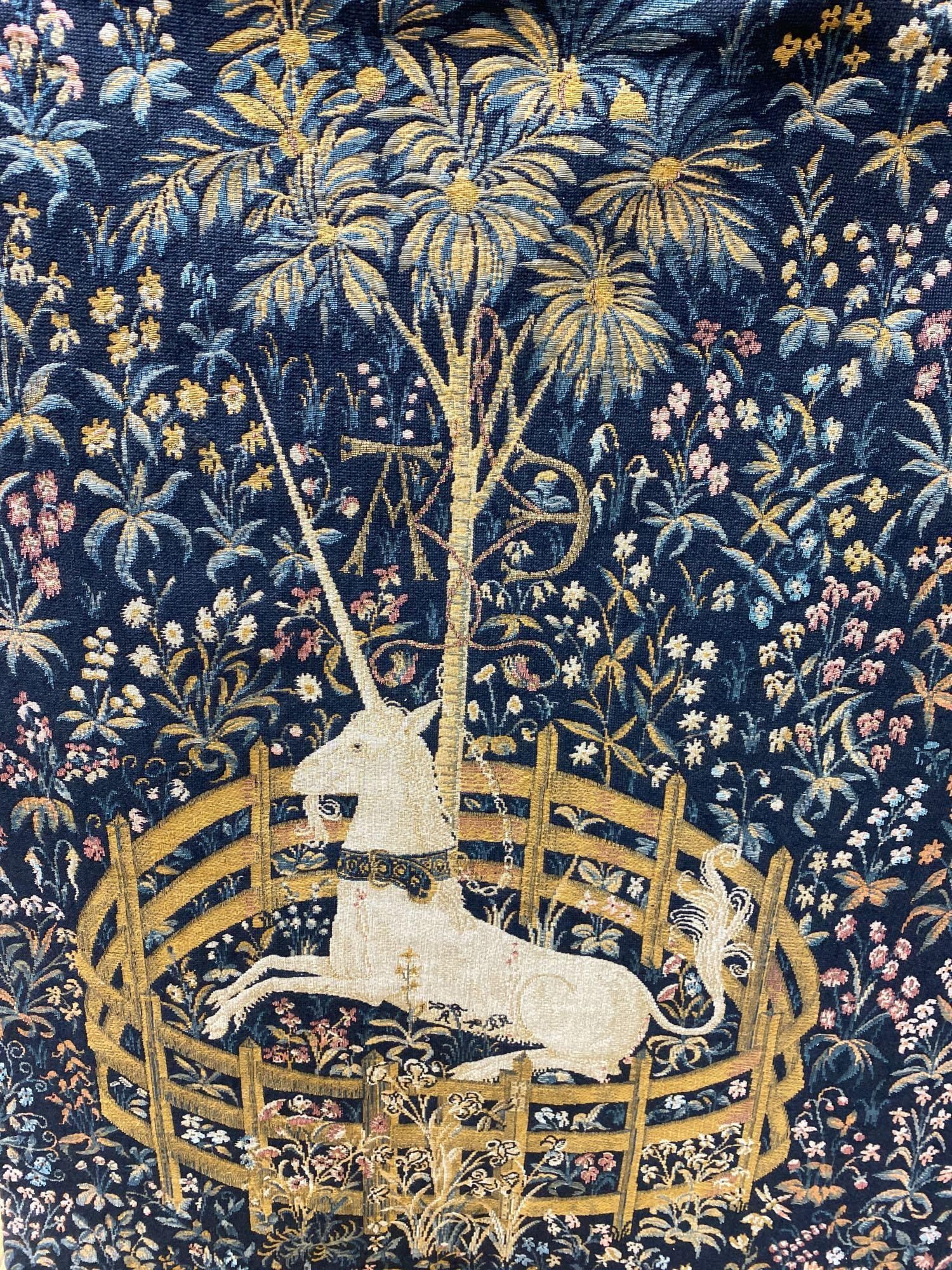 A 20th century wall tapestry by JP Paris, The Unicorn in Captivity